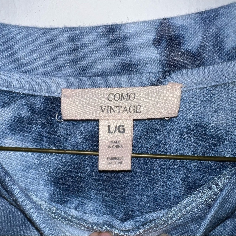 Como Vintage Blue Tie Dye Front Twist Knot T-shirt Top Large - Picture 4 of 9